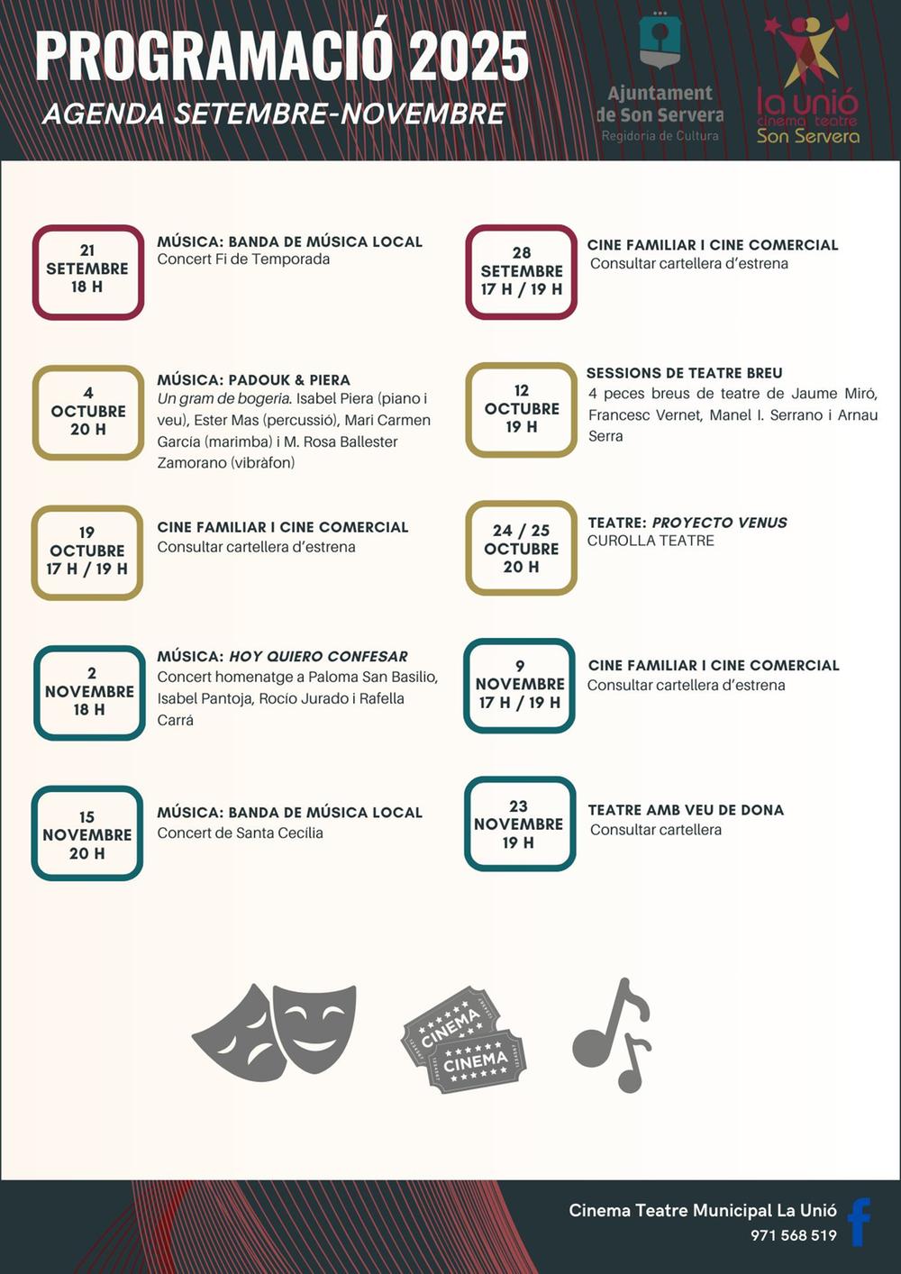 Agenda setembre - novembre 2025 Teatre Municipal La Uni�