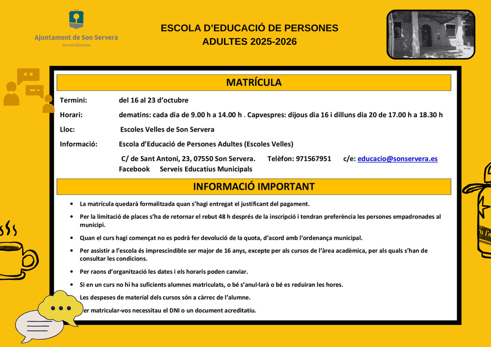Cursos i tallers de l'Escola d'Educaci de Persones Adultes (Oferta 2025-26)