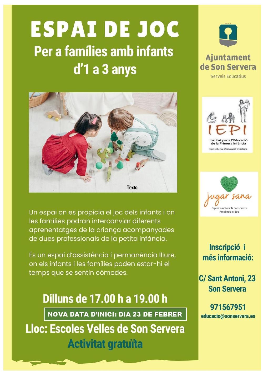 Espai de joc per a families amb infants d'1 a 3 anys
